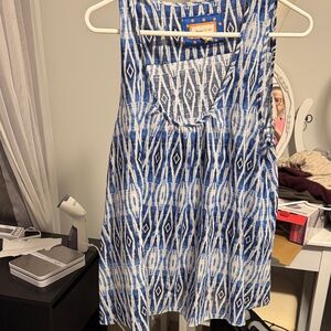 Meadow Rue Indigo and Ivory Patterned Blouse